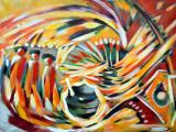 WISE MEN WALKING ON A BLACK HOLE  2014  30"x40" acrylic on canvas